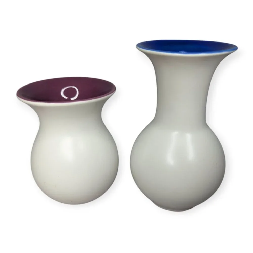 Crate&Barrel Toni Vase Blue Medium & Toni Bud Vase Berry